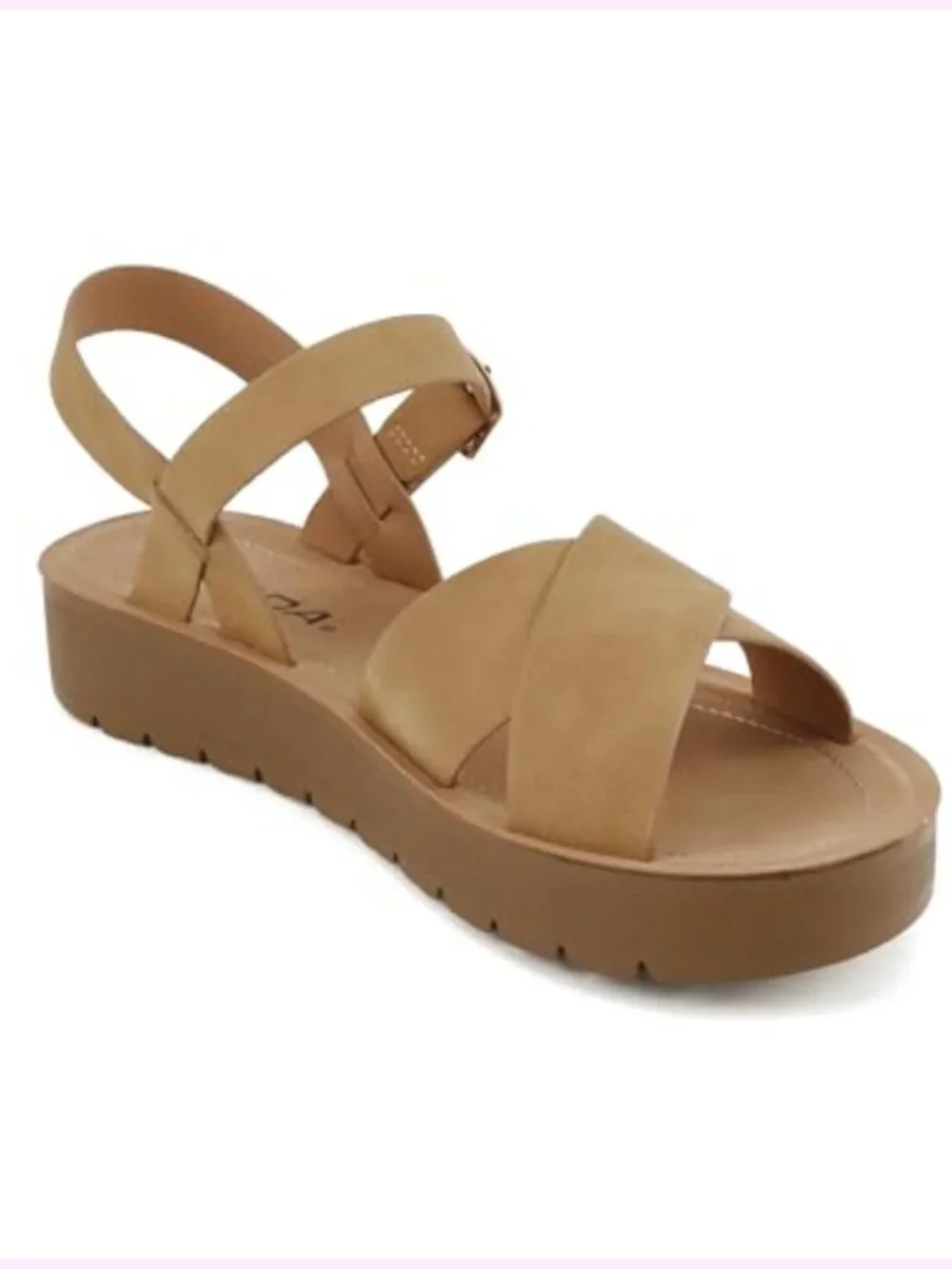 Flat Sandals Flatform Ankle Buckle Criss Cross Band Straps Sandals
